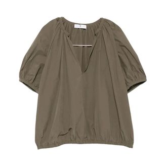 Pantaloni Torino Blouses, female, Green, Size: S Teresa Puff-Sleeve Blouse