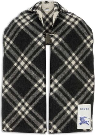 Burberry Geruite wollen sjaal met capuchon - Zwart