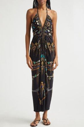 Camilla Amulets & Alchemy Print Gathered Jersey Halter Neck Dress in Amulets And Alchemy at Nordstrom, Size X-Small