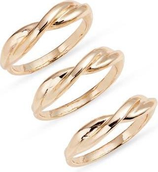 Open Edit Pack of 3 Twisted Rings in Gold at Nordstrom Rack, Size 7