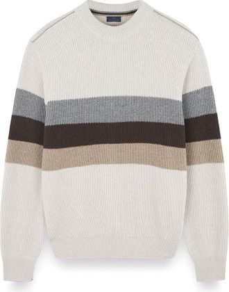 Paul & Shark Re-Wool crewneck sweater, Man, Birch-frost Gray-thrush-seal Brown, Size: XXL