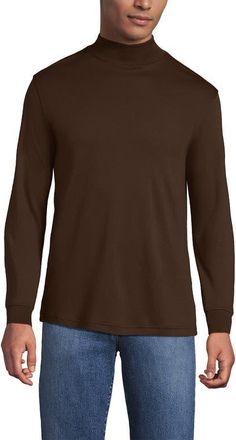 Lands End Cotton Supima Mock Turtleneck in Dark Walnut Brown at Nordstrom, Size Xx-Large