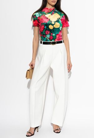 Balmain Velvet Top With Floral Motif, Womens, Multicolour