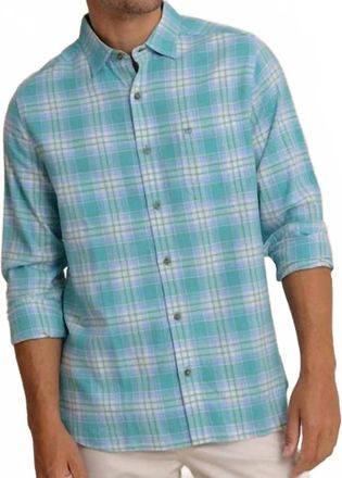 Southern Tide Ashborough Plaid Brushed Twill Sport Shirt In Heather Spruce Shade