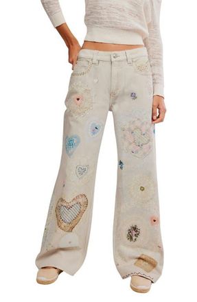 Free People Illusions Slouchy Straight Leg Jeans in Heirloom Ivory at Nordstrom, Size 29