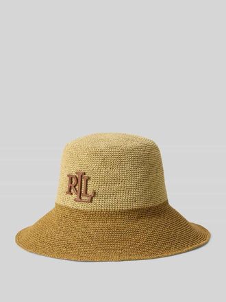Lauren Ralph Lauren Hut aus Strohgeflecht mit Logo-Applikation in Beige, Gr&ouml;&szlig;e 1