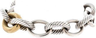 David Yurman Oval Link Bracelet Sterling Silver with 18K Yellow Gold XL