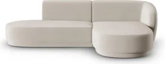 CXL by Christian Lacroix Sofá esquinero modular derecho 4 plazas de terciopelo beige