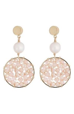 Panacea Freshwater Pearl & Crystal Beaded Circle Drop Earrings in Pink at Nordstrom Rack