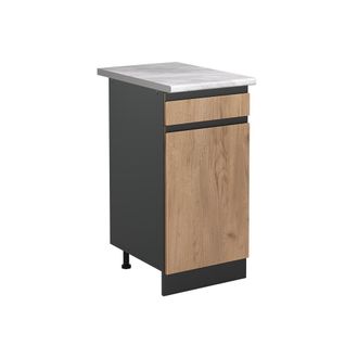 Vicco Mueble Bajo De Cocina R-line, Roble Dorado/antracita, 40 Cm Encimera M&aacute;rmol, Vicco