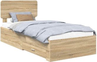 vidaXL Bed Frame with Headboard Sonoma Oak 75 x 190 cm Engineered Wood vidaXL
