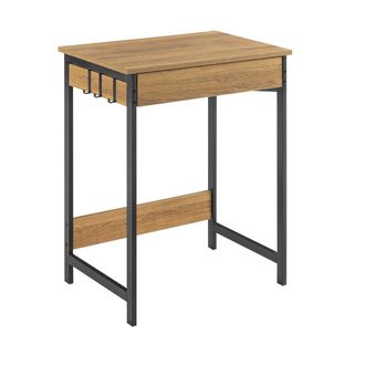 SoBuy Mesa de escritorio con un caj&oacute;n y 3 percheros madera color natural