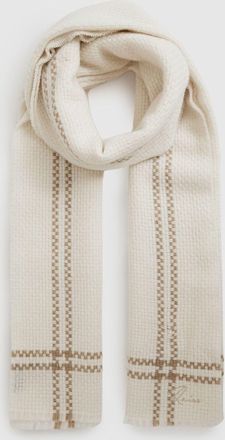 Reiss Cream Wool-cashmere Fringed Scarf