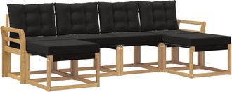vidaXL Conjunto De Sof&aacute;s De Exterior 6 Uds. Blanco Y Negro Vidaxl