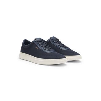 BOSS Lace-up trainers with knitted uppers and leather trims