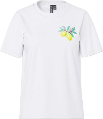 Pieces T-shirt met ronde hals, bedrukt op de borst en op de rug