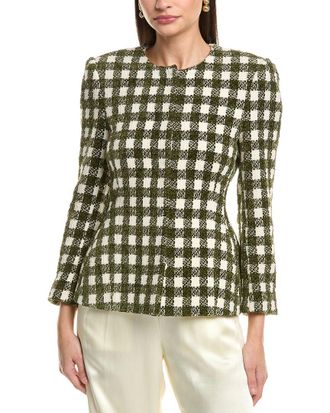 Oscar De La Renta Oscar De La Renta Chenille Tweed Silk-Lined Wool-Blend Jacket