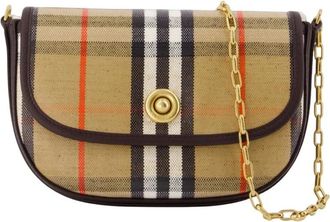Burberry Tassen, Dames, Beige, ONE Size, Katoen, Mini Highlands Chain Crossbody Bag