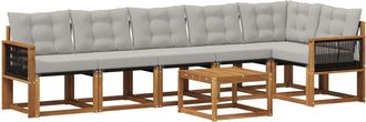 vidaXL Conjunto De Sof&aacute;s De Exterior 7 Uds. Natural Y Gris Claro Vidaxl
