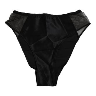 Dolce & Gabbana Bottoms, female, Black, Size: S Black Silk High Waist Panty Underwear