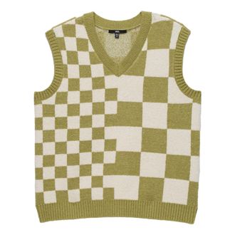 Vans (WMNS) Vans Courtyard Checker Sweater Vest Green White VN000F6WBD4