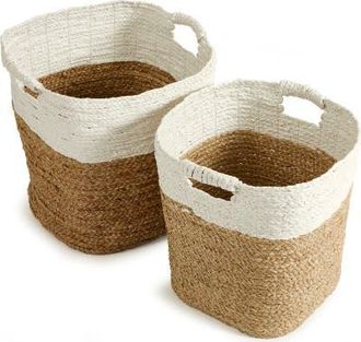 Napa Home & Garden Madura Rectangular Baskets Set of 2 in White at Nordstrom