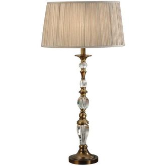 Loops Diana Luxury Large Table Lamp Antique Brass Beige Shade Traditional Bulb Holder