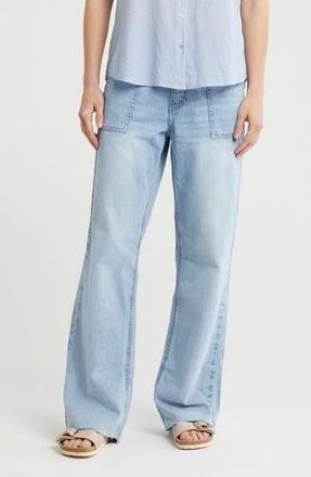 Lucky Brand Wide Leg Raw Hem Utility Jeans in Lazy Chills Cut at Nordstrom Rack, Size 27
