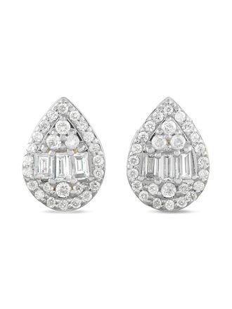 Luxury Bazaar 14K white gold diamond tear-shaped earrings - Zilver