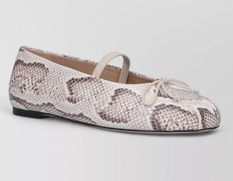 Stuart Weitzman ballet flats snake print round toe bow