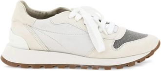 Brunello Cucinelli Kleur-blok platte schoenen met logodetail - Dames - Sneakers - Wit - 39 EU - Leer - Schoenen