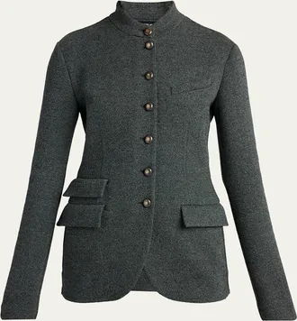 Giorgio Armani Fitted Herringbone Wool-Blend Blazer