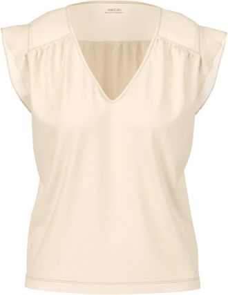 Marc Cain Katoenen stretch top - Dames - Tops zonder mouwen - Beige - XS - Katoen - Tops