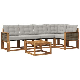 vidaXL Conjunto De Sof&aacute;s De Exterior 6 Pcs Natural Y Gris Claro Vidaxl