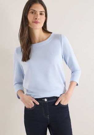 Cecil 3/4-Arm-Shirt CECIL, Damen, Gr. XXL (46), cloud blau, Jersey, Obermaterial: 53% Viskose, 41% Polyester, 6% Elasthan, regular fit normal, U-Boot-Aussch