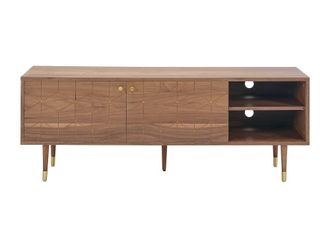 VENTE-UNIQUE.COM Mueble bajo de tv madera color natural oscuro, dorado