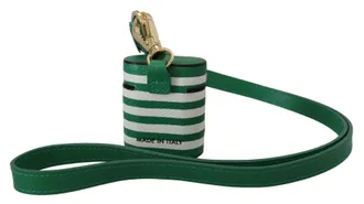 Dolce & Gabbana Striped Leather Strap Card Case - Green