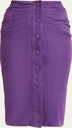 Valentino Garavani Ruched Suede Skirt