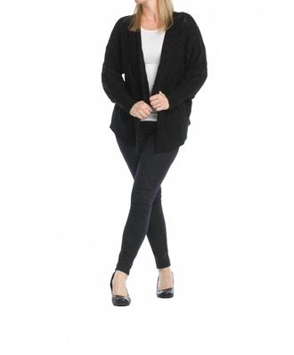 Papillon Cable Knit Cardigan With Pom Pom Detail In Black