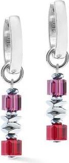 Coeur de Lion Wave Cube Flow Silver Hoop Earrings in Red at Nordstrom