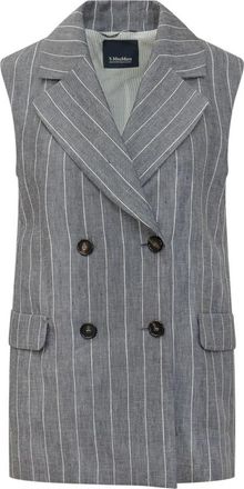 Max Mara Smmballo Waistcoat - Dames - Gillet - Blauw - S - Katoen - Kostuums