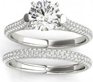 Allurez Diamond Accented Bridal Set Setting 14K White Gold (1.02ct)
