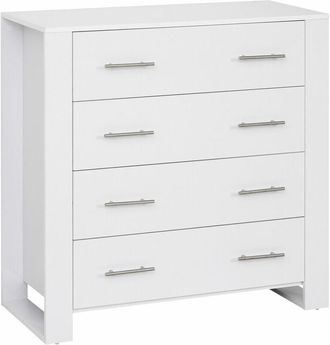 HOMCOM Homcom - Chest Of 4 Drawers Home Storage Clothes Cabinet Metal Handles Base White