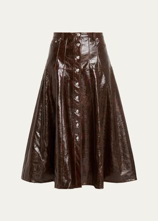 Cinq &agrave; Sept Tumbled Vegan Leather Midi Skirt
