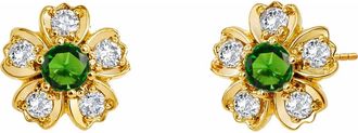 Syna Diamond Flower Studs in Emerald at Nordstrom, Size Small