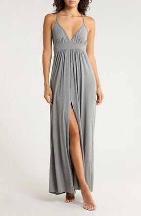 Go Couture Cross Back Maxi Dress in Charcoal at Nordstrom Rack, Size Large