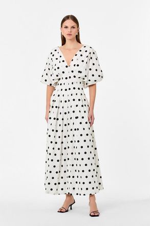 Nicholas Vicky Dress in White Black Polka Dot at Nordstrom, Size 12