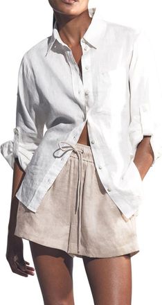 Reiss Willow Linen Blend Drawstring Pants in Willowneutral at Nordstrom, Size 6 Us