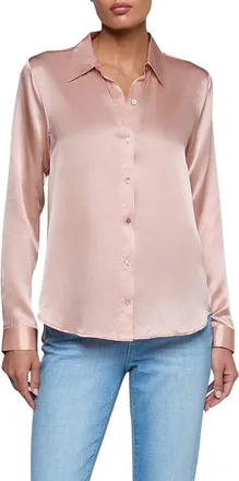 L'agence Tyler Silk Blouse in Misty Rose at Nordstrom, Size Xx-Large