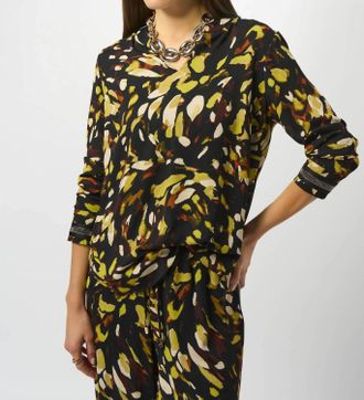 Joseph Ribkoff Animal Print Long Sleeve Top In Black/multi